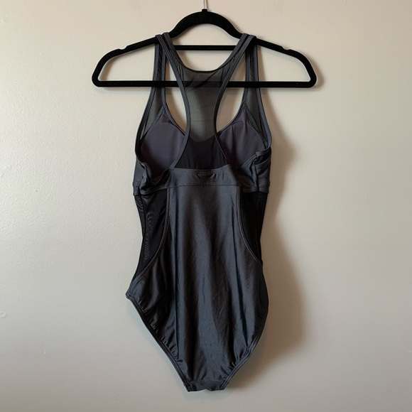 Moontide metallic grey sporty mesh sides swimsuit - Picture 2 of 15